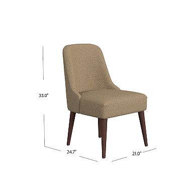 Guy Dining Chair with Dark Amber Tapered Legs, Brown Boucle Fabric