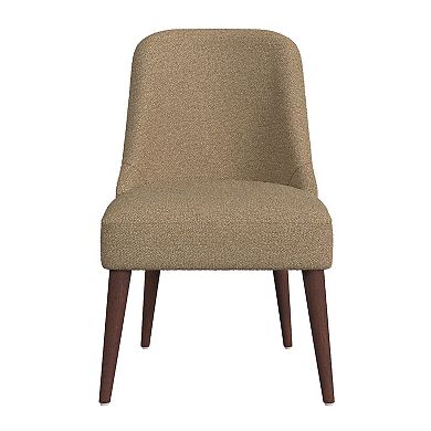 Guy Dining Chair with Dark Amber Tapered Legs, Brown Boucle Fabric