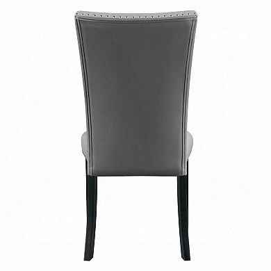 Aline Side Dining Chair Set of 2, Gray Faux Leather, Nailhead Trim