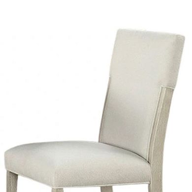 Hagy Side Dining Chair Set of 2, Natural Brown Solid Wood, Soft White Fabric