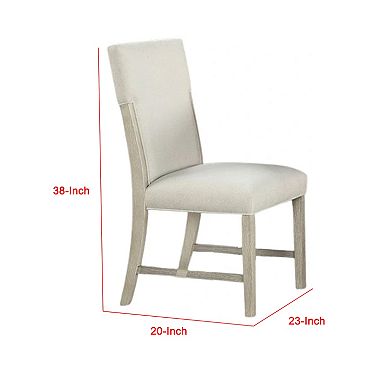 Hagy Side Dining Chair Set of 2, Natural Brown Solid Wood, Soft White Fabric