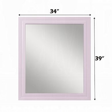 Tyra Accent Dresser Mirror, Sleek Square Wood Frame, 34x39 Glossy Pink