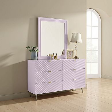 Tyra Accent Dresser Mirror, Sleek Square Wood Frame, 34x39 Glossy Pink