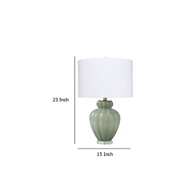 Aggy Accent Table Lamp, Linen Shade, Glass Base