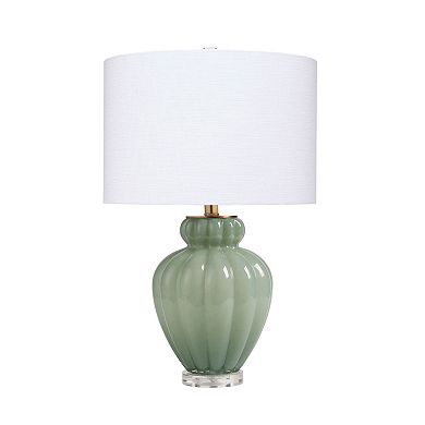 Aggy Accent Table Lamp, Linen Shade, Glass Base