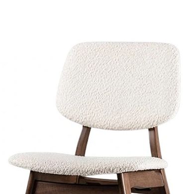 Lexy Side Dining Chair Set of 2, Angled Legs, Walnut Brown Solid Wood, Beige Boucle