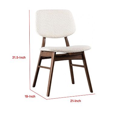 Lexy Side Dining Chair Set of 2, Angled Legs, Walnut Brown Solid Wood, Beige Boucle