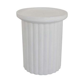 Accent Plant Stand Table, 21 Inch White Resin, Spacious Round Top