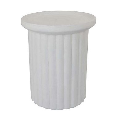 Accent Plant Stand Table, 21 Inch White Resin, Spacious Round Top