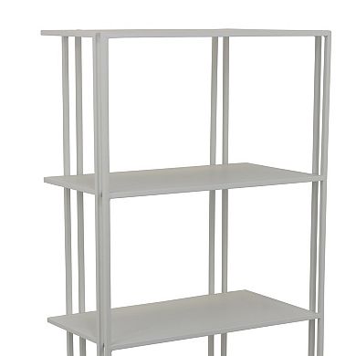 Plant Display Stand, White Metal, 4 Shelves, Modern Style, 38 Inch