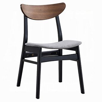 Bery Dining Side Chair Set of 2, Gray Linen Seat, Scandinavian Black