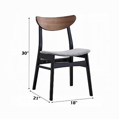 Bery Dining Side Chair Set of 2, Gray Linen Seat, Scandinavian Black
