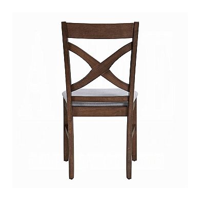 Feri Side Dining Chair Set of 2, Gray Foam Cushion, Farmhouse Brown