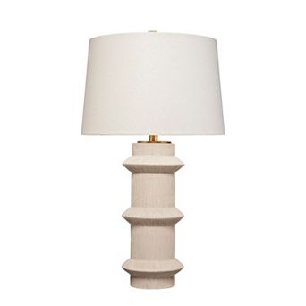 Disy Accent Table Lamp, Linen, Turned Sculptural Polyresin 30 Inch