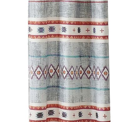 Pimi 2 Panel Curtain Set, Boho Stripes Red White Gray, Microfiber