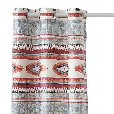Pimi 2 Panel Curtain Set, Boho Stripes Red White Gray, Microfiber
