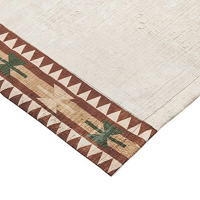 Kip 2 Panels Curtain Set, Microfiber, Green and Beige Mountain Scenery