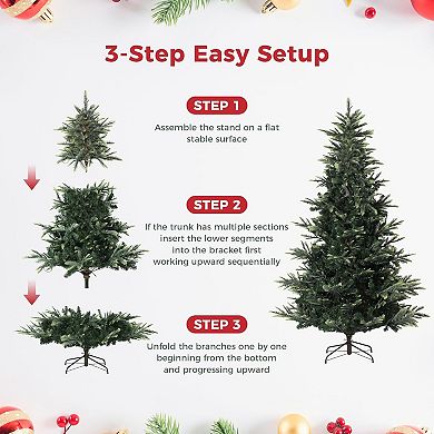 Pre-Lit Artificial Christmas Tree with Dual-Color LED Lights & Foot Pedal, Includes Stand