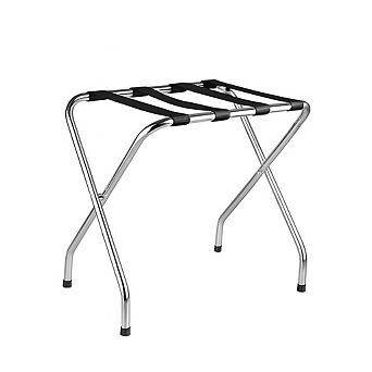 USTECH Single-Tier Chrome Foldable Luggage Rack with Straps for Guest Room (Pack of 1)
