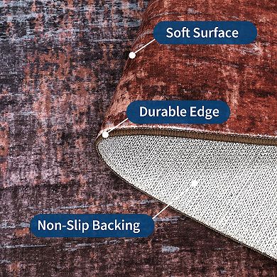 Garvee Modern Abstract Gradient Style Area Rug Machine Washable Non Slip Floor Cover for Living Room