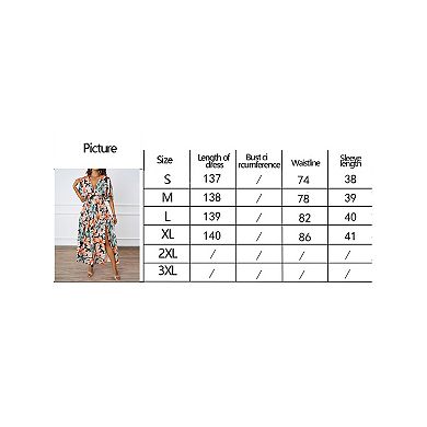 Womens Boho V Neck Flutter Sleeve High Waist Midi Dress Summer Wedding Guest Beach Party Long Dress