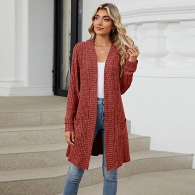 Lightweight Open Front Cardigan for Women Long Sleeve Causal Bolero Button Down Soft Sweater