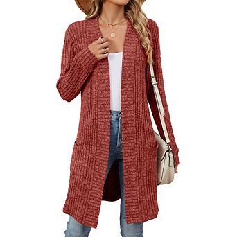 Lightweight Open Front Cardigan for Women Long Sleeve Causal Bolero Button Down Soft Sweater