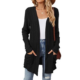 Women's Casual Long Sweater Fashion Long Sleeve Pocket Cardigan Clothing