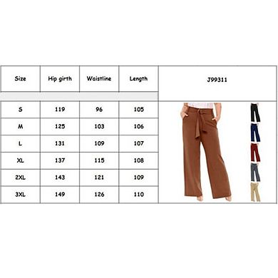 Womens Plus Size Wide Leg Dress Pants Comfy High Waisted Belted Lounge Pants for Office Work