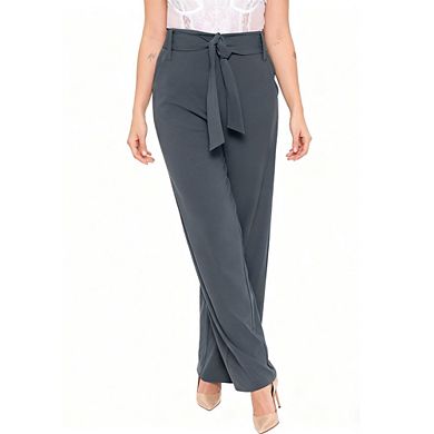 Womens Plus Size Wide Leg Dress Pants Comfy High Waisted Belted Lounge Pants for Office Work