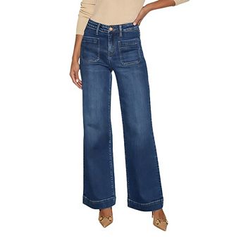 Womens Wide Leg Jeans High Waisted Straight Leg Stretchy Vitange Y2K Loose Denim Pants with Pockets