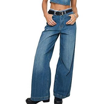 Womens Wide Leg Baggy Jeans Straight Denim Pants Vintage Jeans Y2K Street Fashion Boyfriend Pants