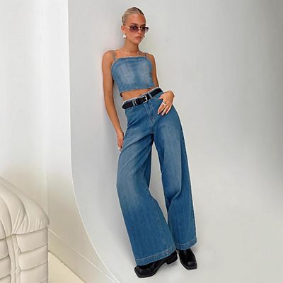 Wide Leg Denim Pants Vintage Baggy Jeans For Women - Y2K Boyfriend Style Y2K Vintage Jeans