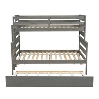 Whisen Wood Twin over Full Bunk Bed with Twin Size Trundle