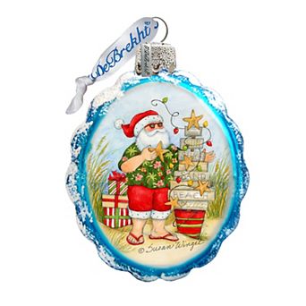 Santa with Christmas Tree Mercury Glass Ornaments by Susan Winget