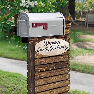 Wooden Warning sign - Security Camera in Use - 17"x8"