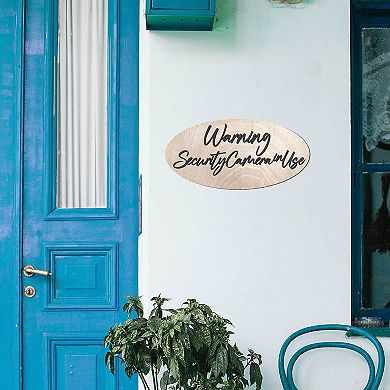 Wooden Warning sign - Security Camera in Use - 17"x8"