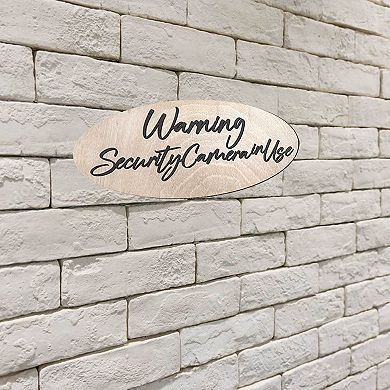 Wooden Warning sign - Security Camera in Use - 17"x8"