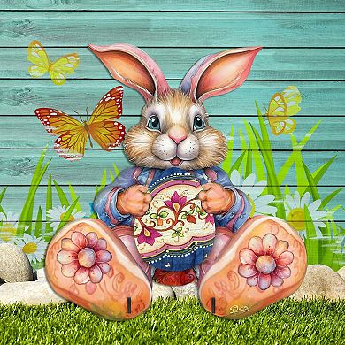 Easter Bunny Boy with Egg Easter Yard Sign by G. DeBrekht