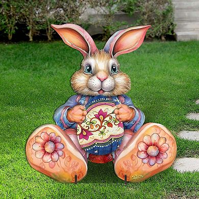 Easter Bunny Boy with Egg Easter Yard Sign by G. DeBrekht