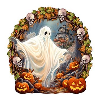 Halloween Ghost Wreath Door Hanger Door Decor by G. Debrekht