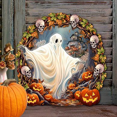 Halloween Ghost Wreath Door Hanger Door Decor by G. Debrekht