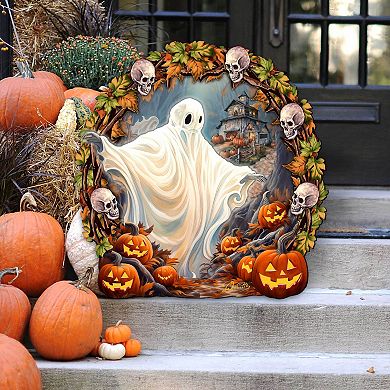 Halloween Ghost Wreath Door Hanger Door Decor by G. Debrekht