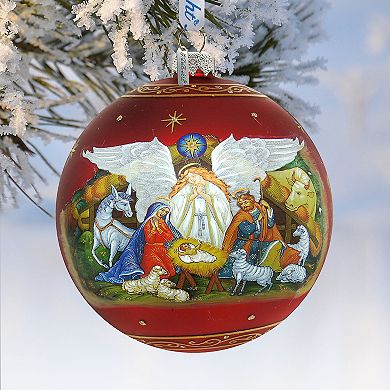 Limited Edition, Oversized Guarding Light Iconic Nativity Ball Glass Ornament