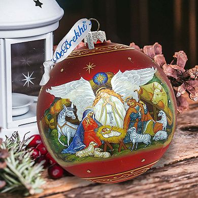 Limited Edition, Oversized Guarding Light Iconic Nativity Ball Glass Ornament