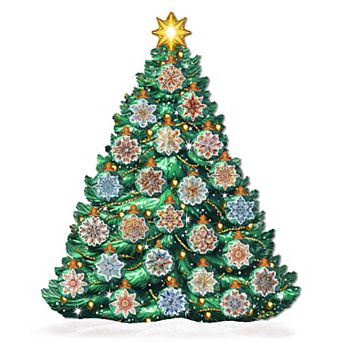 Snowflake-Themed Christmas Tree Outdoor Indoor Decor Wooden Christmas Decoration by G. Debrekht