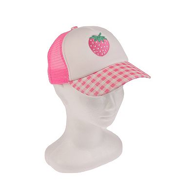 Girls Elli by Capelli Strawberry Gingham Foam Trucker Hat