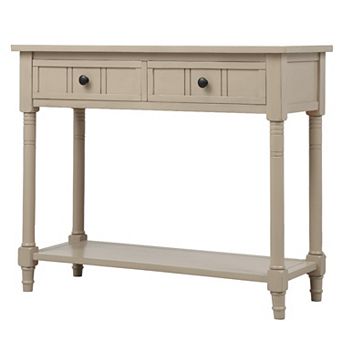 Console Table with Two Drawers and Storage Shelf