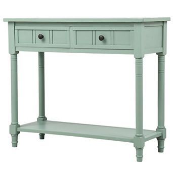 Console Table with Two Drawers and Storage Shelf