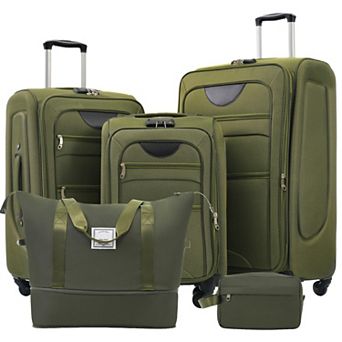 Expandable 5 pc Softside Spinner Luggage Set with Duffel Bag